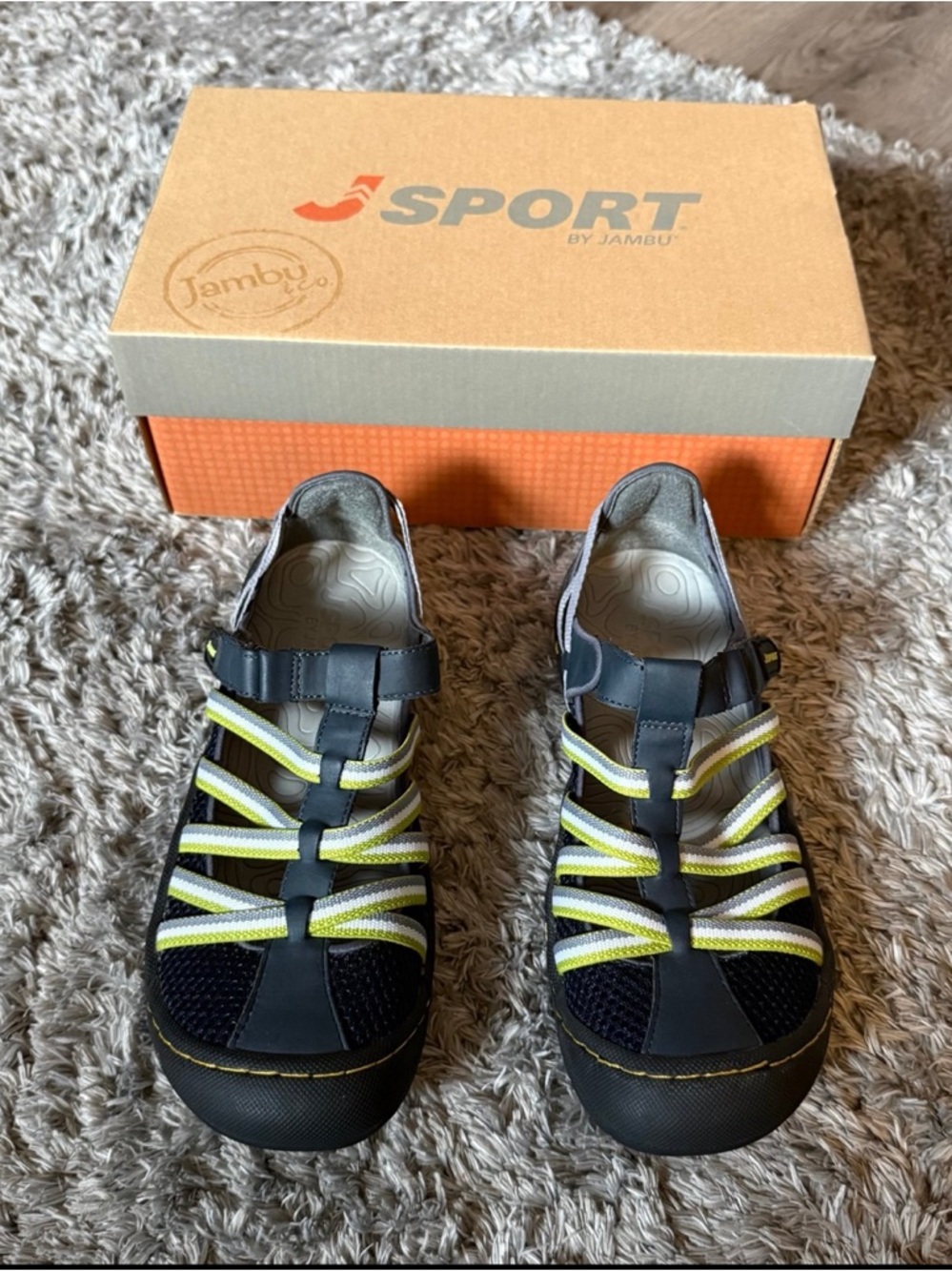 New Jambu J Sport Jetty Encore waterproof women’s shoes in navy/kiwi, size 6